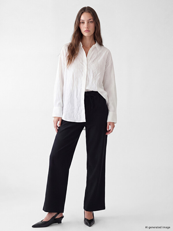 LCW Modest Elastic Waist Wide Leg Women's Trousers