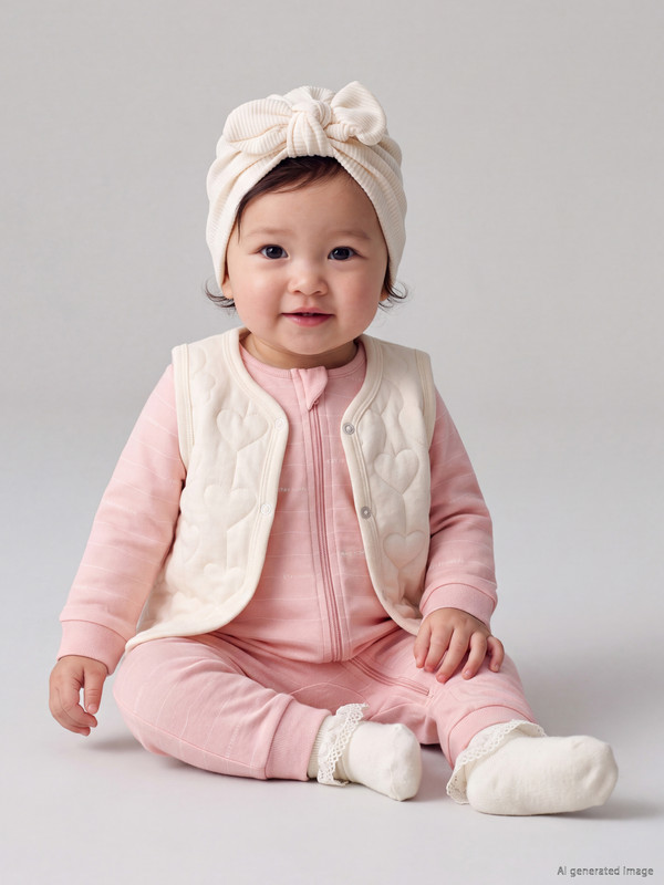 LCW baby Crew Neck Baby Girls' Jumpsuit and Vest