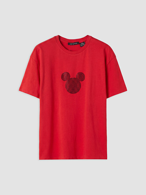 LCW Comfort Mickey Mouse Printed 100% Cotton Women's T-Shirt