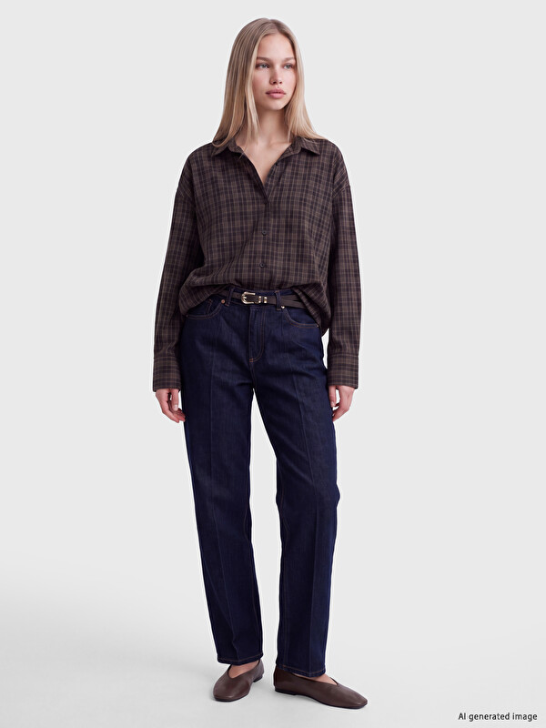 LCW Jeans Kemerli Straight Fit Kadın Jean Pantolon