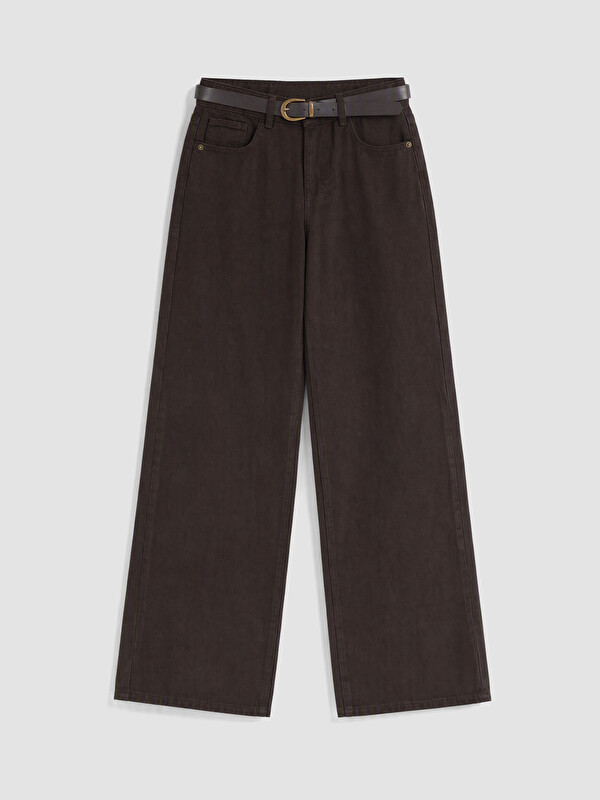 LCW Jeans Kemerli Wideleg Kadın Jean Pantolon