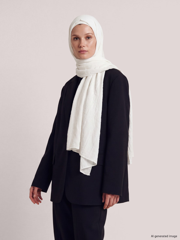 LCW Modest Woman White Large Scarf
