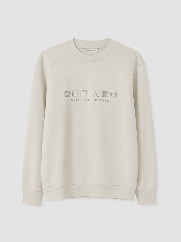 LCW Vision Bisiklet Yaka Baskılı Erkek Sweatshirt