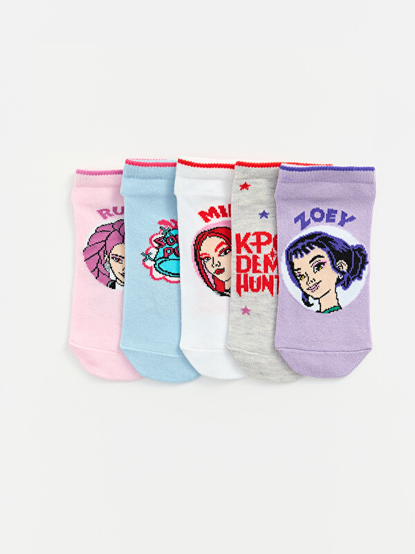 LCW Kids K-pop Demon Hunters Desenli Kız Çocuk Patik Çorap 5'li
