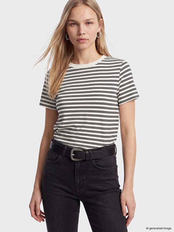 LCW Vision Striped %100 Cotton Women's T-Shirt