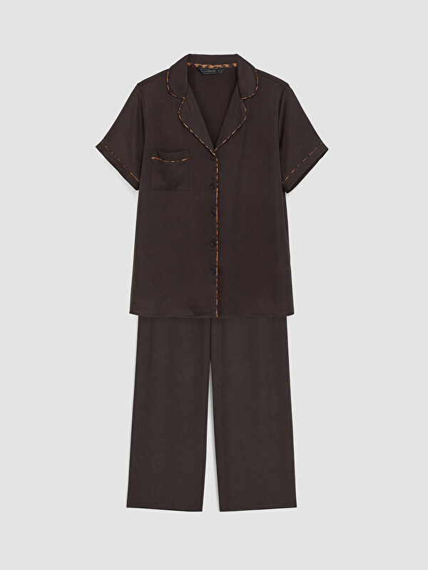 LCW DREAM Gömlek Yaka Saten Kadın Pijama Takım