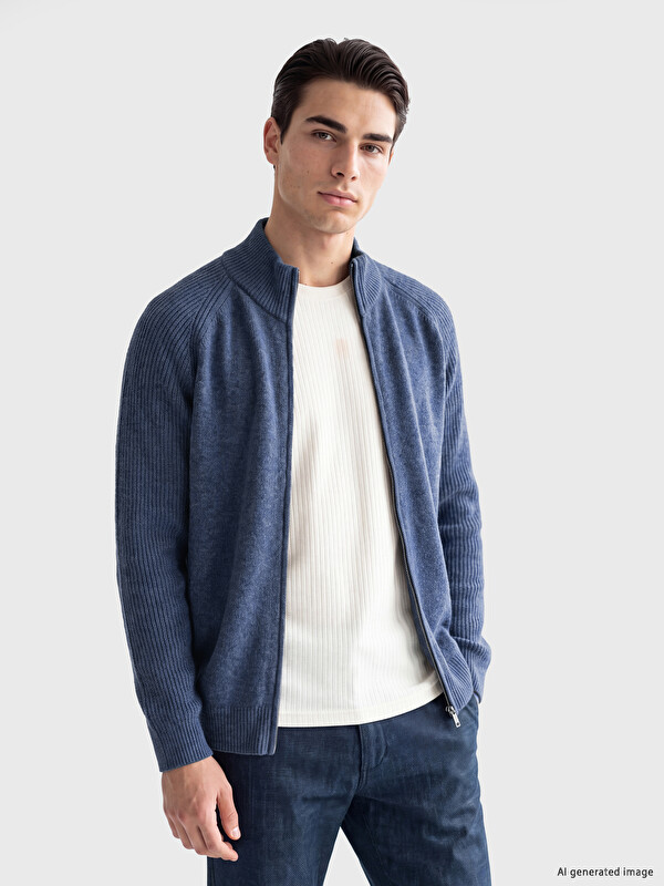 LCW ECO Regular Fit Stand Collar Men's Knitwear Cardigan