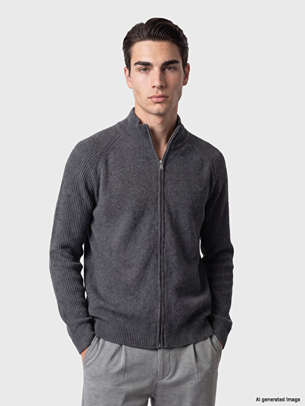 LCW ECO Кардиган Regular Fit с стойкой для мужчин из трикотажа