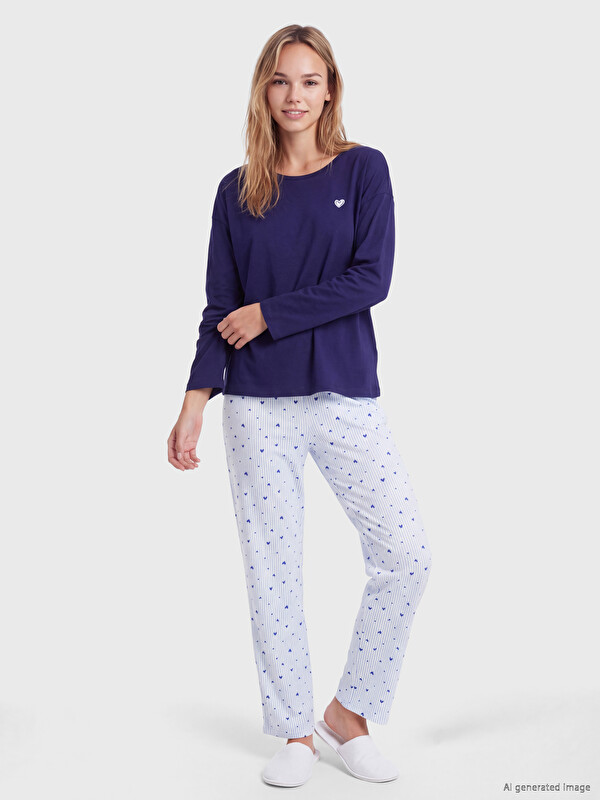 LCW DREAM Kalp Desenli Kadın Pijama Takımı