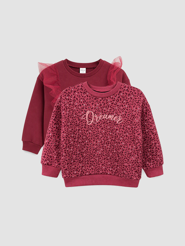 LCW Kids 2 Pack Patterned Girls' Thick Sweatshirt