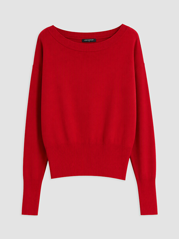 LCW Comfort Kayık Yaka Oversize Kadın Triko Kazak