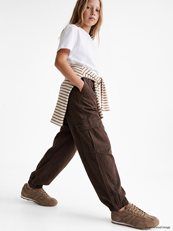 LCW Kids Kız Çocuk Gabardin Kargo Pantolon