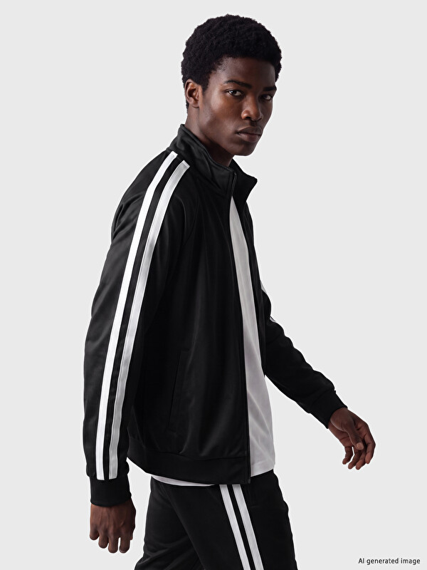 XSIDE ACTIVE سویتشێرتی پیاوانی بە زیپی Mock Neck خەتخەت