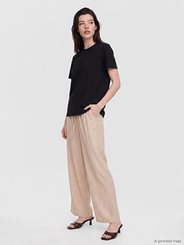 LCW Comfort Beli Lastikli Geniş Paça Kadın Pantolon