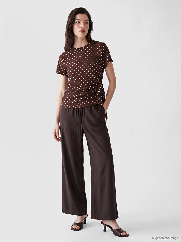 LCW Comfort Beli Lastikli Geniş Paça Kadın Pantolon