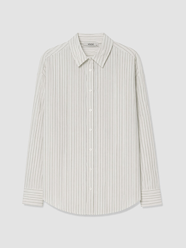 XSIDE Çizgili Oxford Oversize Kadın Gömlek