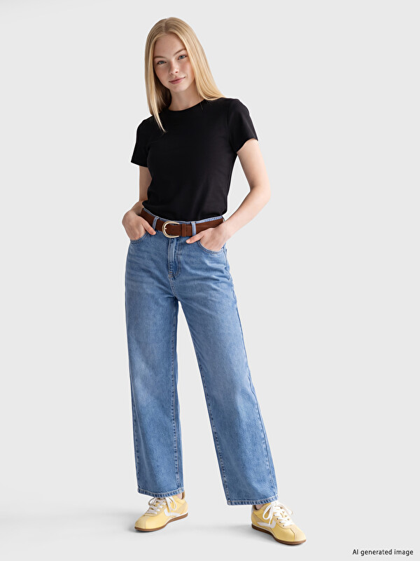 XSIDE Kemerli Straight Fit Kadın Jean Pantolon