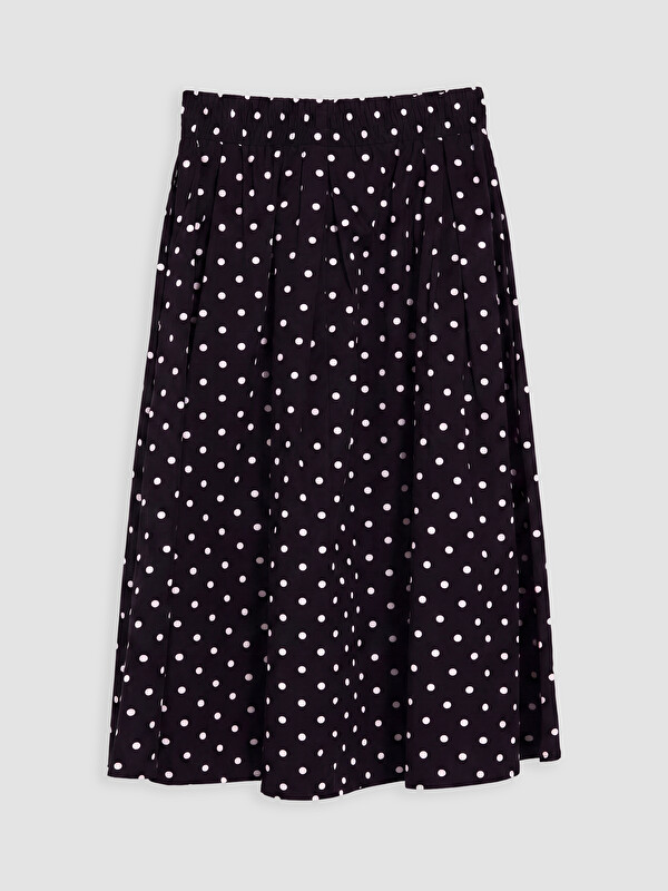 XSIDE Beli Lastikli Puantiyeli Poplin Etek