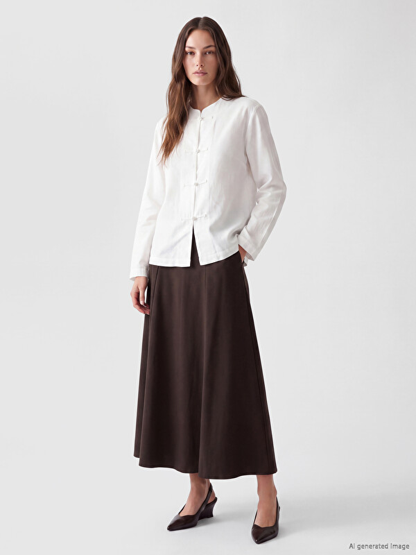 LCW Modest Beli Fermuarlı Kloş Etek