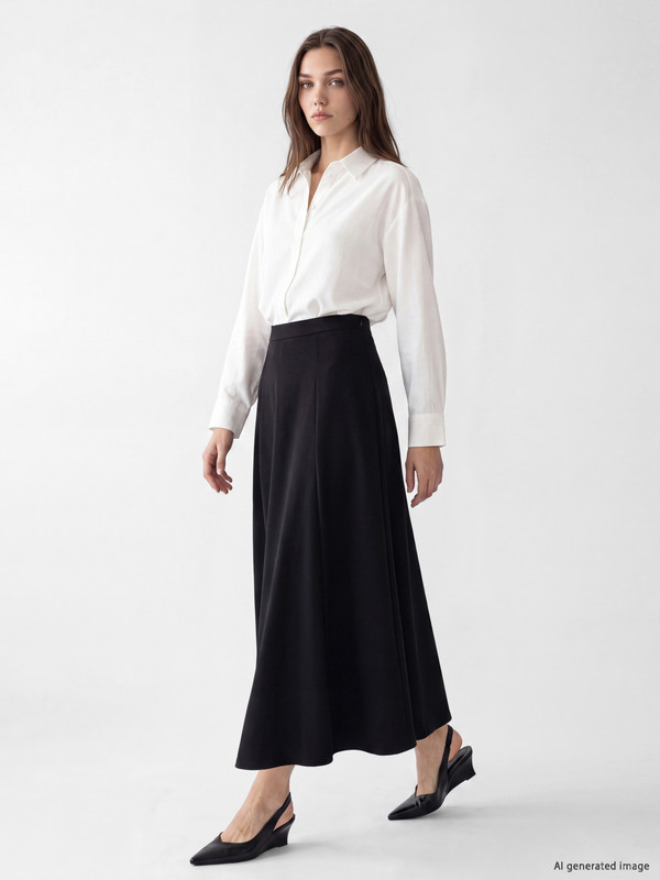 LCW Modest Waist Zippered Flared Skirt