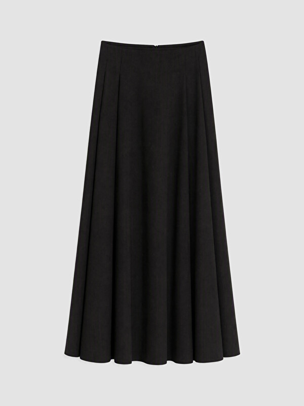 LCW Modest Waisted Zippered Flared Skirt