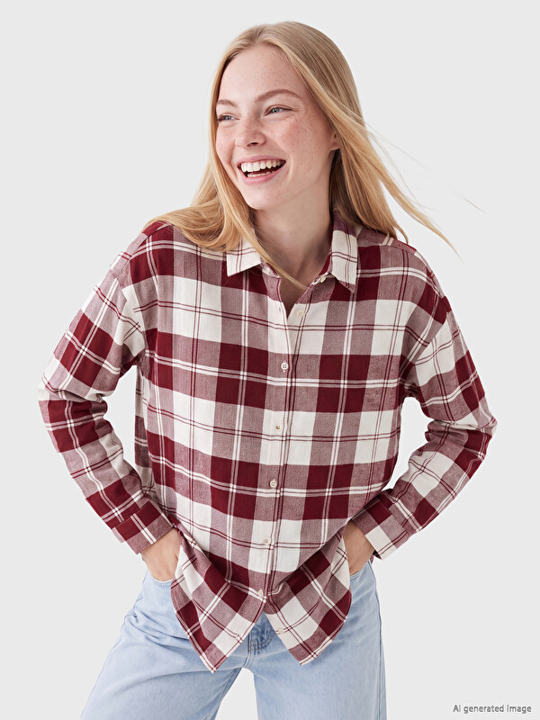 XSIDE Ekose Oversize Kadın Oduncu Gömlek