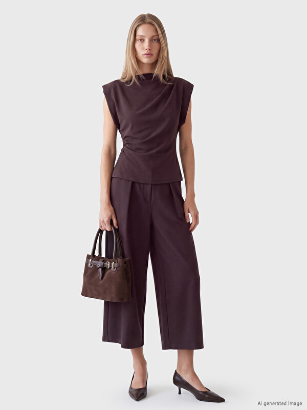 LCW Vision Crew Neck Ruched Blouse