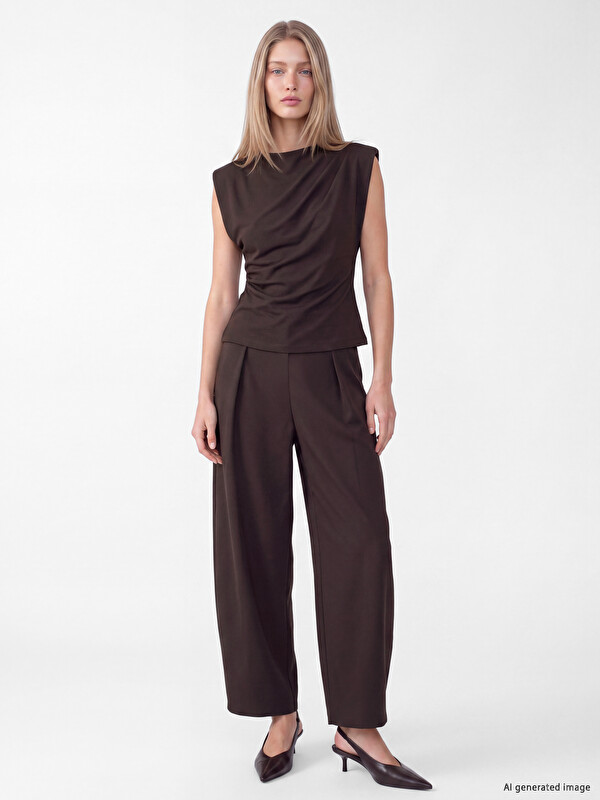 LCW Vision Pantaloni Dama Wide Leg Cu Talie Inalta