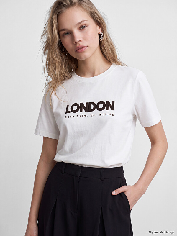 LCW Vision Printed 100% Cotton Women's T-Shirt