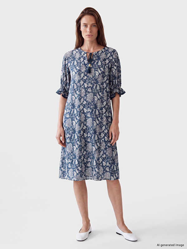LCW Grace Rochie cu guler cu panglică cu model