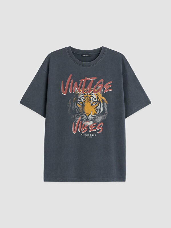 LCW Vision Printed Oversize %100 Cotton Women's T-Shirt