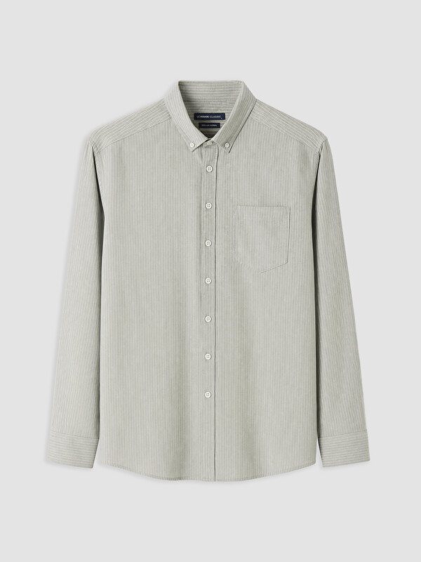 LCWAIKIKI Classic Regular Fit Çizgili Gabardin Erkek Gömlek
