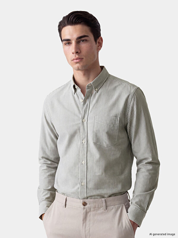 LCWAIKIKI Classic Regular Fit Striped Gabardine Men's Shirt
