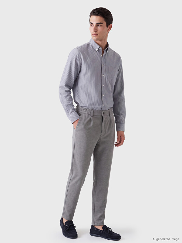 LCWAIKIKI Classic Regular Fit Çizgili Gabardin Erkek Gömlek