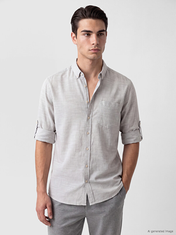 LCWAIKIKI Classic Regular Fit Armürlü Erkek Gömlek