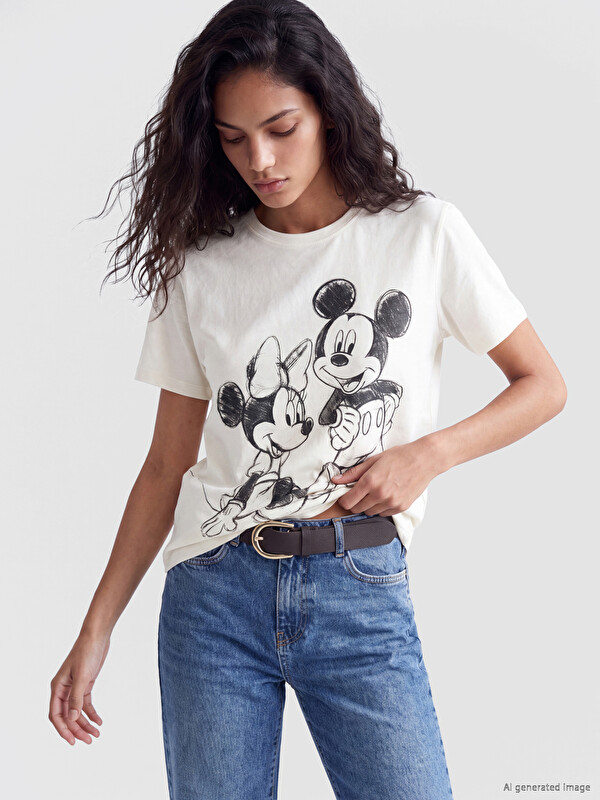 XSIDE Mickey Mouse Printed 100% Cotton Women's T-Shirt