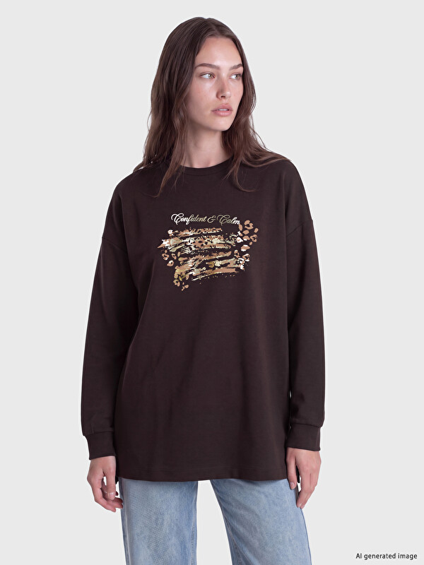 LCW Modest Soft Touch Oversize Women's Sweatshirt Tunic