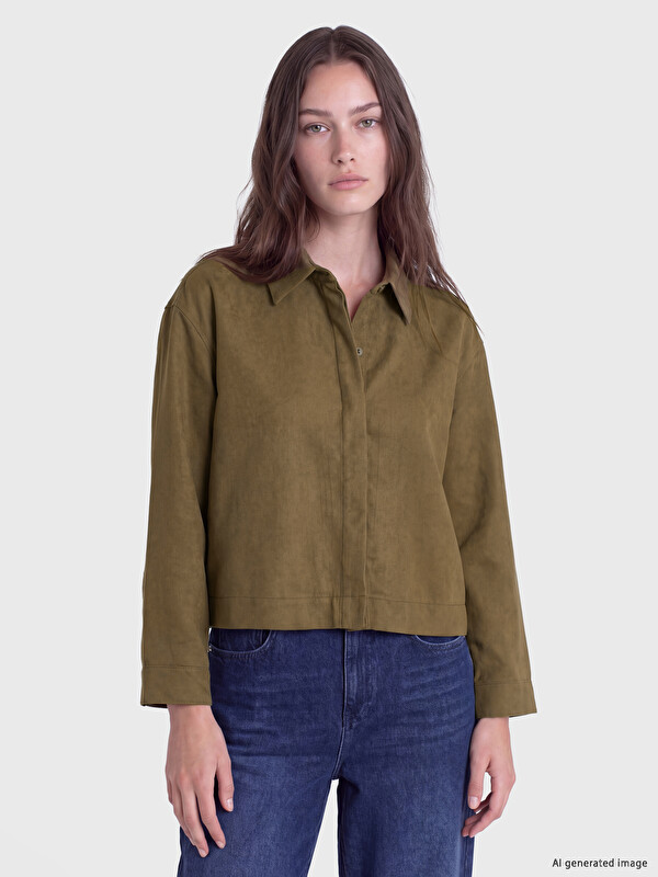 LCW Modest Cămașă Suede Look Femei
