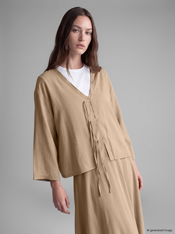 LCW Modest Süslü Düğmeli Oversize Kadın Kimono