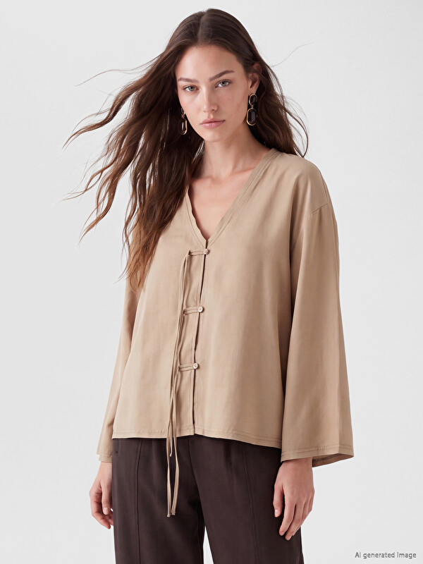 LCW Modest Ukrašeni prekopčani oversize ženski kimono