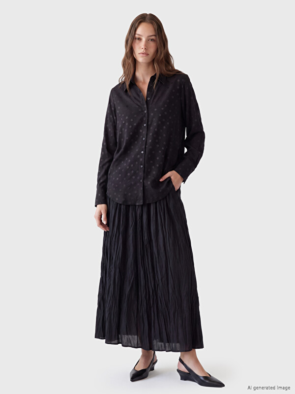 LCW Modest Tunică Cămașă din Satin cu Buline pentru Femei