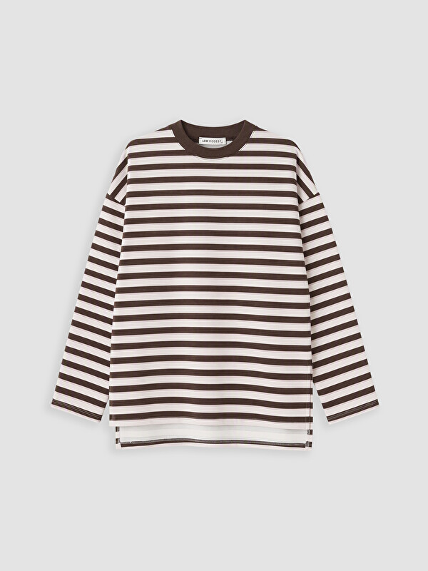 LCW Modest Striped Oversize Women's Sweatshirt Tunic