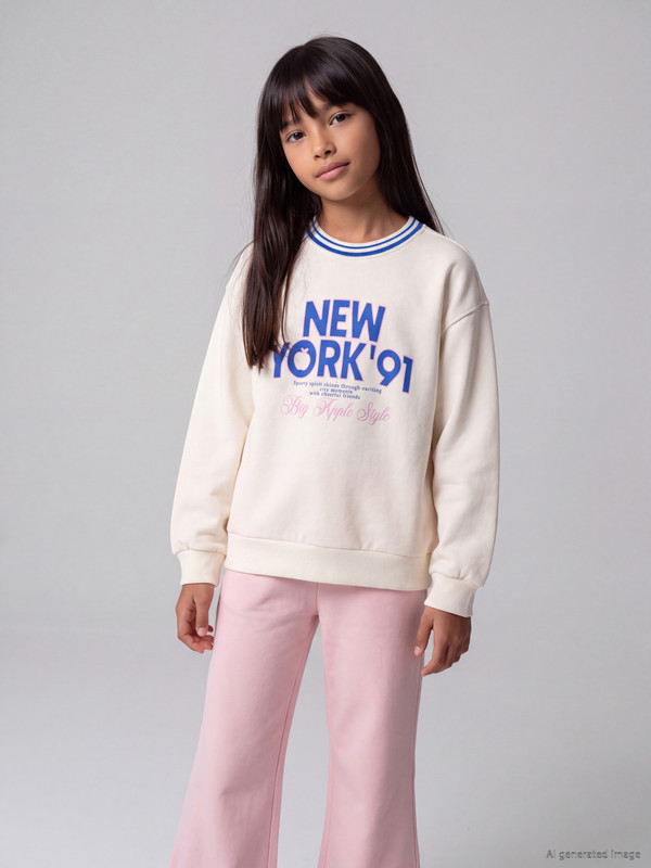 LCW Kids New York Printed Girls' Thick Sweatshirt
