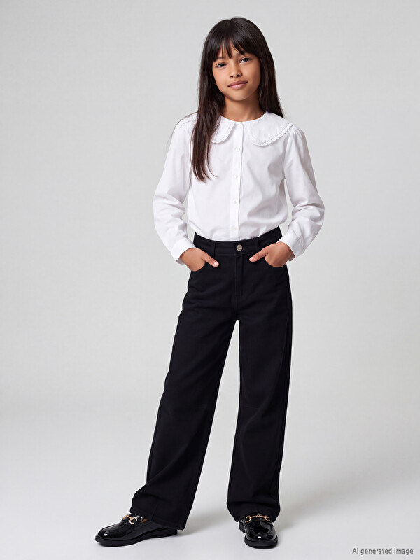 LCW Kids Balloon Fit Kız Çocuk Gabardin Pantolon