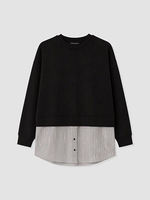 LCW Modest Woman Black Sweatshirt Tunic