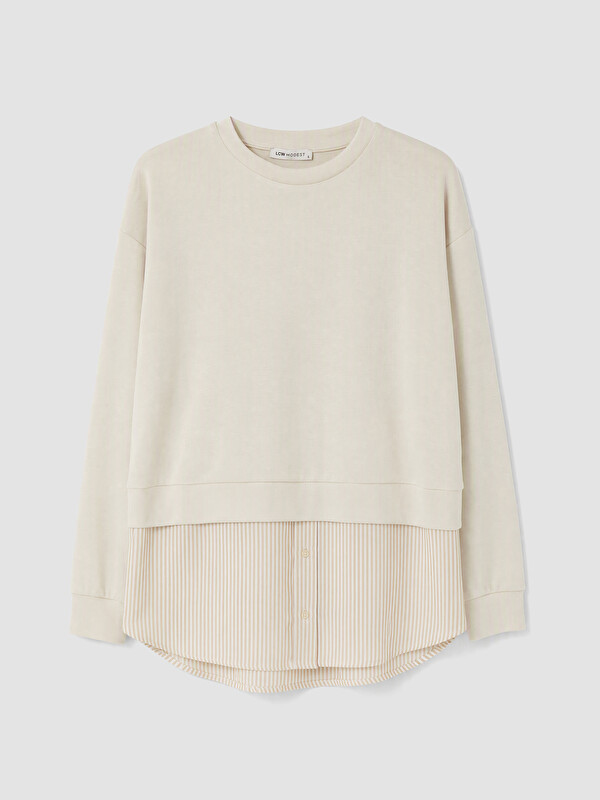 LCW Modest Soft Touch Çizgili Kadın Sweatshirt Tunik