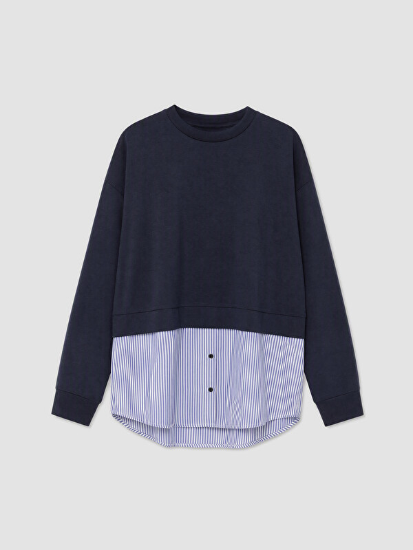 LCW Modest Soft Touch Striped Women's Sweatshirt Tunic