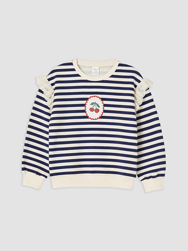 LCW Kids Striped Girls' Thick Sweatshirt