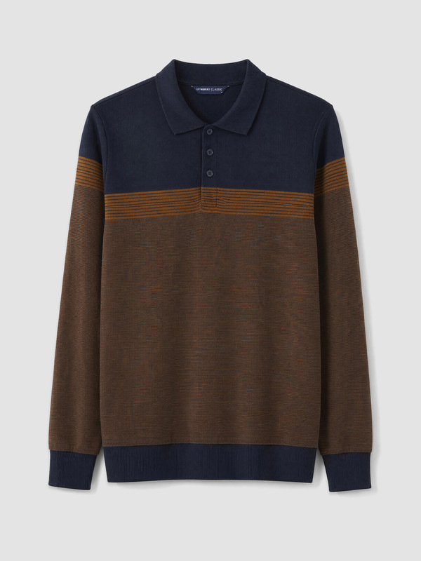 LCWAIKIKI Classic Polo Yaka Çizgili Erkek Sweatshirt