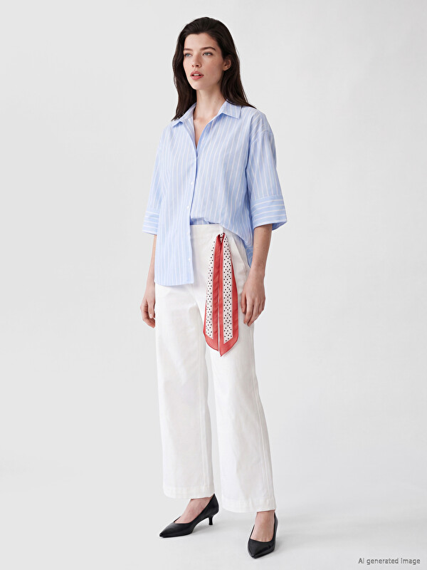 LCW Comfort Waist Scarf Wide Leg Women's Trousers